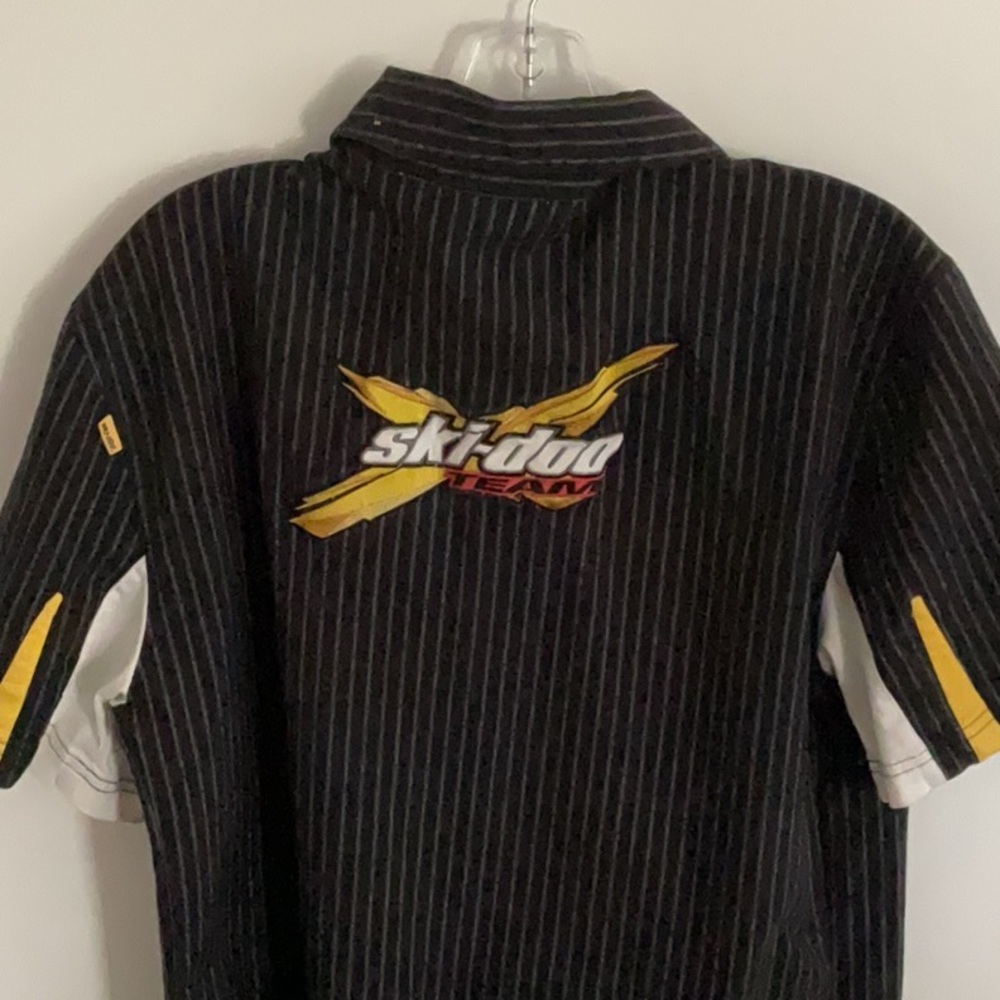 Casual Black and Yellow Button Down Shirt ski doo